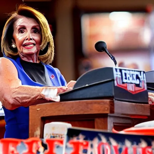 Image similar to nancy pelosi working at hooters