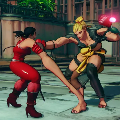 Prompt: cami fighting cami in street fighter v