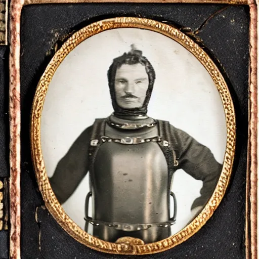 Image similar to tintype photo, antique diving suit