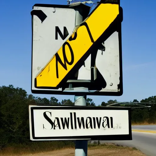 Prompt: no savannah, georgia sign on highway