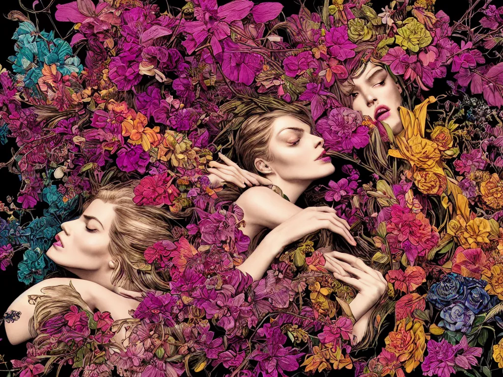 Prompt: fragrance advertising campaign by bernie wrightson, saturated colors, highly detailed, intricate