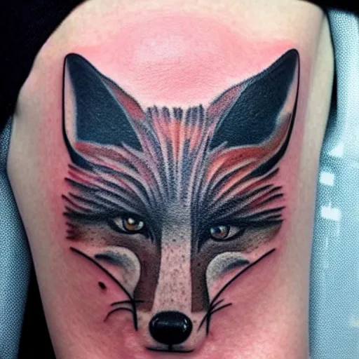 Image similar to A tattoo of a fox, icon, shoulder, abstract