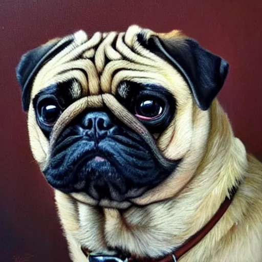 Prompt: oil painting, a chad pug, intricate, masterpiece, artstation, stunning