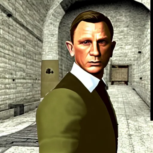Prompt: daniel craig as a playable character in goldeneye 6 4, very blocky nintendo 6 4 graphics