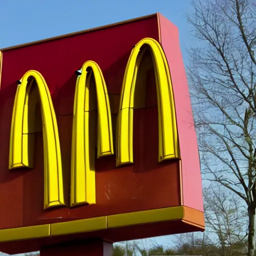 Image similar to mcdonald's sign, funny jumbled letters