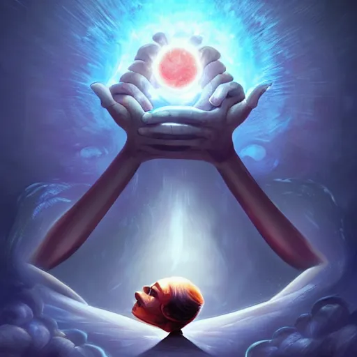 Prompt: a powerful psychic man emitting psychic powers, by cyril rolando,