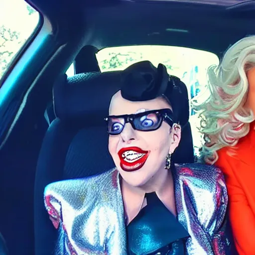 Image similar to lady gaga and judy garland carpool karaoke