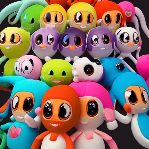 Image similar to hyper detailed 3d render “squid game characters as plush toys” kawaii, highly detailed, 8k, portrait