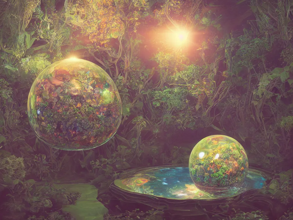 Image similar to 3 d render, sunlight study, the universe is a spheroid region 7 0 5 meters in diameter, art nouveau, by rachel ruysch and ( ( ( ( ( lisa frank ) ) ) ) ), 8 k, sharp focus, octane render