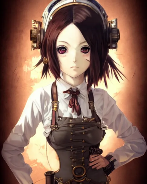 Image similar to portrait Anime Girl steampunk cute-fine-face, pretty face, realistic shaded Perfect face, fine details. Anime. Bioshock steampunk realistic shaded lighting by katsuhiro otomo ghost-in-the-shell, magali villeneuve, artgerm, rutkowski Jeremy Lipkin and Giuseppe Dangelico Pino and Michael Garmash and Rob Rey