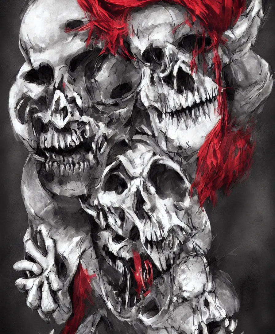 Prompt: skull clown, circus, artstation, concept art, illustration, by Alfredo Rodriguez