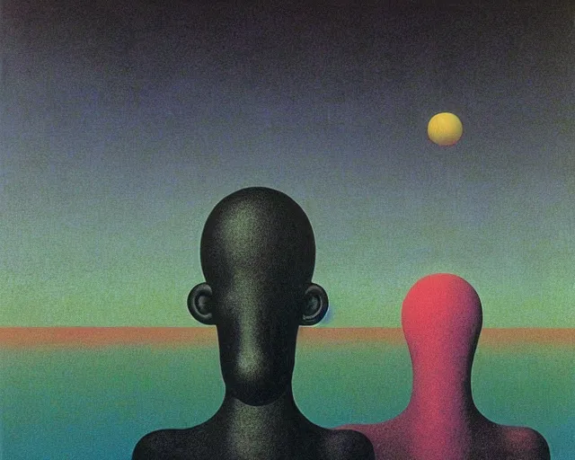 Image similar to black rainbows by Magritte, Keith Haring, and Beksinski