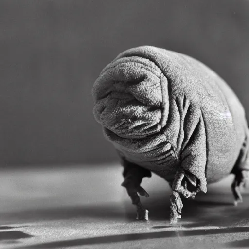 Image similar to picture of soviet tardigrade domestication experiments, black and white photo