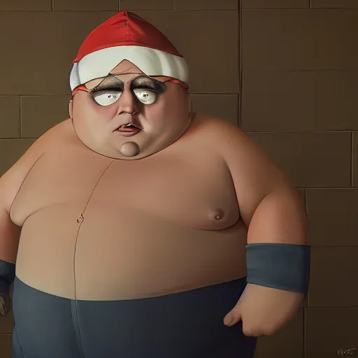Image similar to hyperrealistic mixed media image of obese eric cartman, stunning 3 d render inspired art by greg rutkowski and xiang duan and thomas eakes, perfect facial symmetry, flesh texture, realistic, highly detailed attributes and atmosphere, dim volumetric cinematic lighting, 8 k octane detailed render, post - processing, masterpiece,
