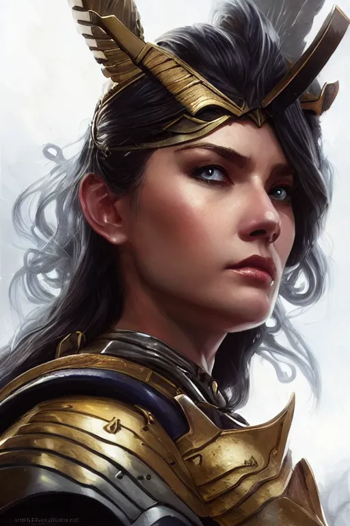 Image similar to amazon valkyrie athena, d & d, fantasy, portrait, highly detailed, headshot, digital painting, trending on artstation, concept art, sharp focus, illustration, art by artgerm and greg rutkowski and magali villeneuve