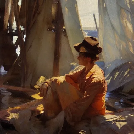 Prompt: oil painting of copper still by anders zorn, wonderful art by greg rutkowski, beautiful cinematic light, american romanticism by greg manchess, reflections and refraction, sunlight