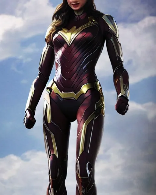 Prompt: gal gadot ironman suit very realistic medium shot from the avengers