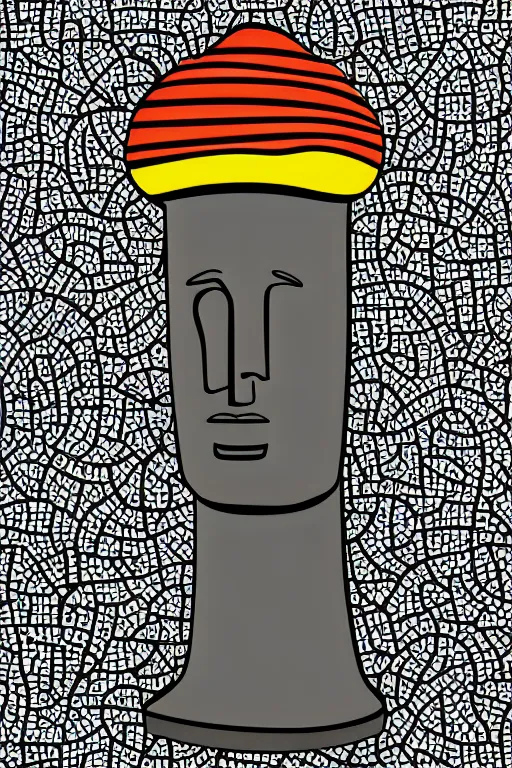 Image similar to vector moai statue digital illustration cartoon graffity street popart comics