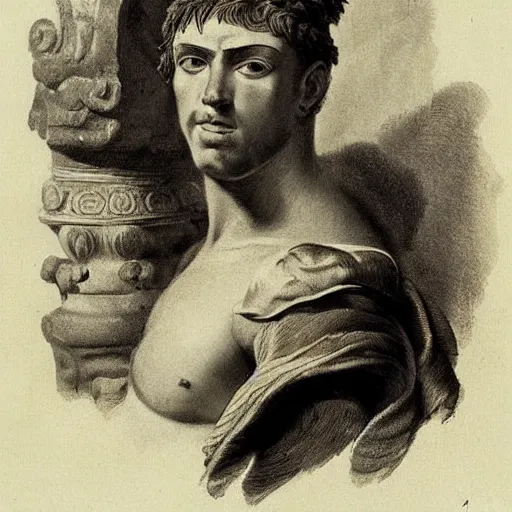 Prompt: Gladiator, muscular, handsome, detailed face, correct face, painting by Antoine Calbet