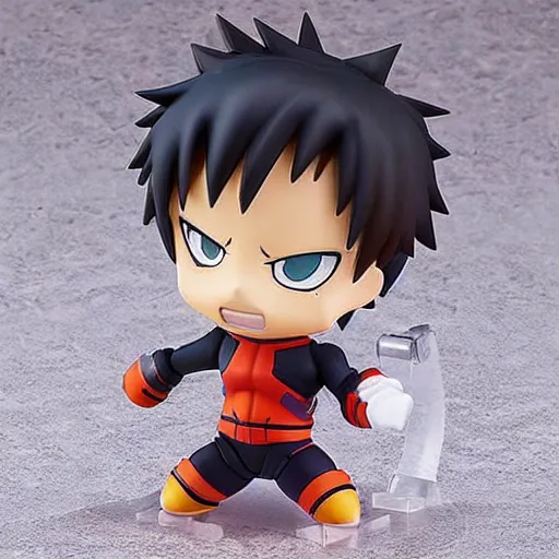 Prompt: high quality portrait flat matte painting of cute Bakugō Katsuki in the style of nendoroid and manga My Hero Academia , flat anime style, thick painting, medium close-up