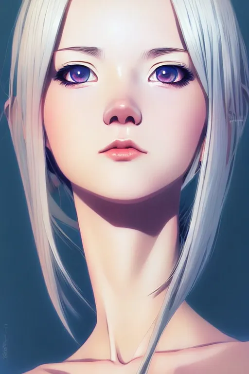 Image similar to portrait Anime girl, cute-fine-face, white-hair pretty face, realistic shaded Perfect face, fine details. Anime. realistic shaded lighting by Ilya Kuvshinov by Ilya Kuvshinov by Ilya Kuvshinov by Ilya Kuvshinov by Ilya Kuvshinov