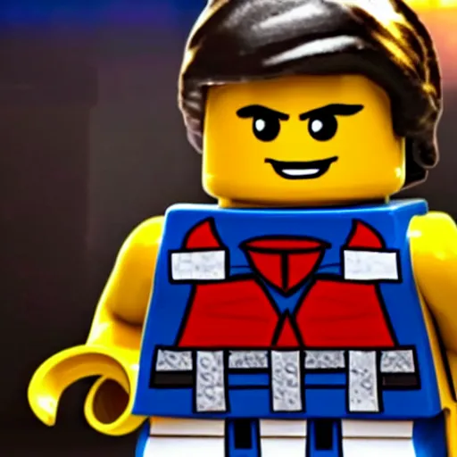 Prompt: close up cinematic still of Dwayne Johnson in the Lego Movie