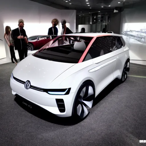 Prompt: a photo of the Volkswagen W12 concept inside a showroom