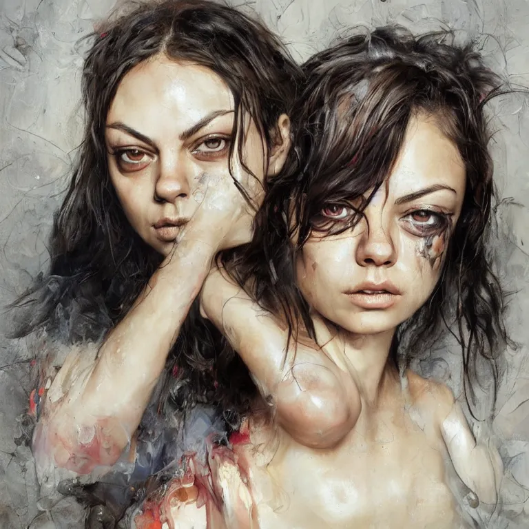 Image similar to mila kunis, adrian ghenie, 3 d render, esao andrews, jenny saville, surrealism, dark art by james jean, ross tran