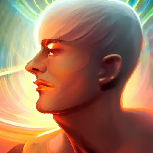 Image similar to a powerful psychic guy emitting psychic powers, highly detailed, digital painting, artstation, concept art, soft light, sharp focus, illustration