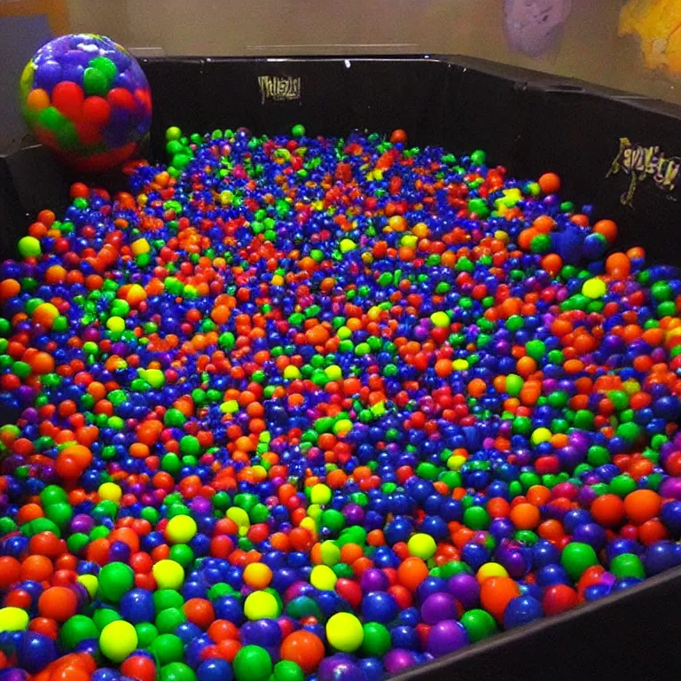 Prompt: An extremely spooky gothic ball pit in a fun center