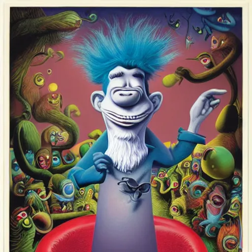 Image similar to woke dream painting by Mark Ryden and Todd Schorr, Dr Seuss