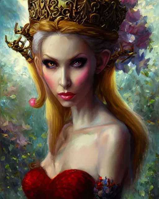 Prompt: a beautiful elf princess, oil painting, by laura sava and julie bell