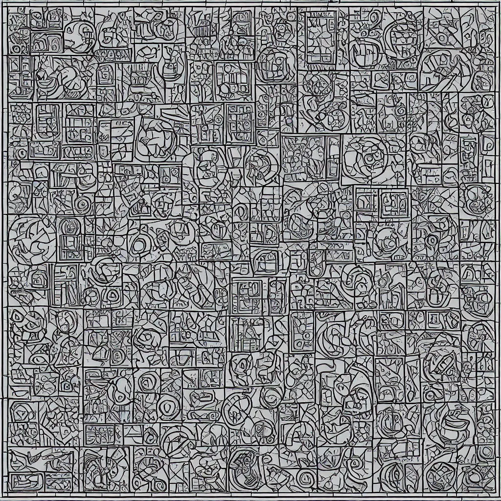 Image similar to lineart tileset of individual tiles from wizard's mind resource gathering game