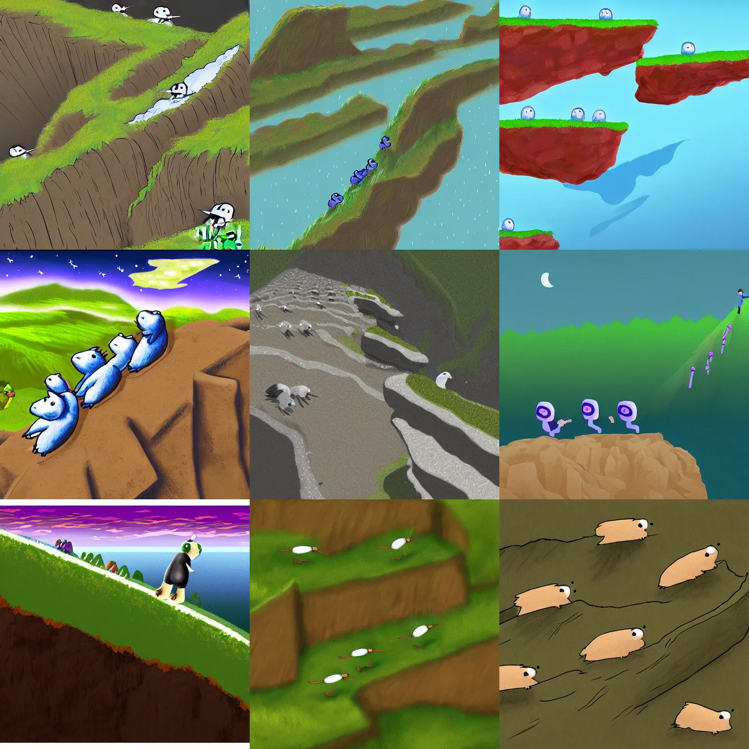 Students race Lemmings in Fictional Cliff Jump