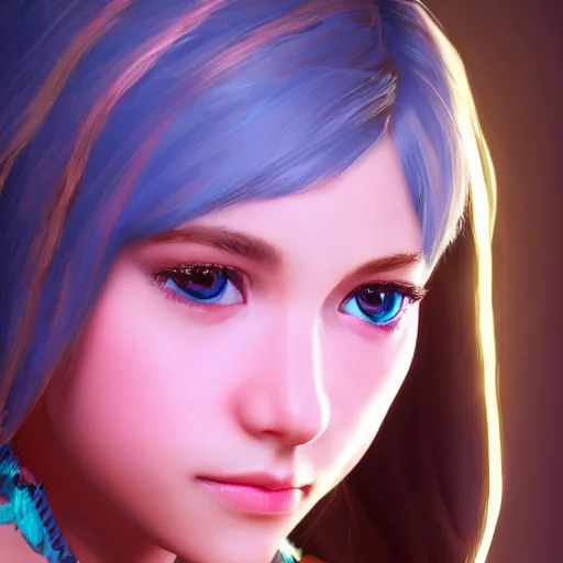 Image similar to Portrait of a beautiful young girl in the stlye of Breath of the Wild, studio lightning, bright colors, intricate, masterpiece, photorealistic, hiperrealistic, sharp focus, high contrast, Artstation HQ, 4k UHD, Unreal Engine 5