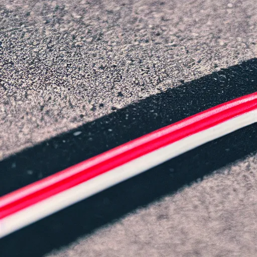 Image similar to close up photo of a small toy porsche 9 1 1 9 6 4 on a road stripe, cinematic, shallow dof, 3 5 mm, 4 k, macro