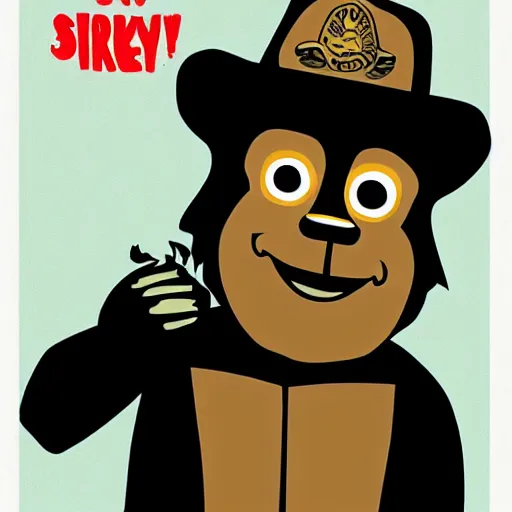 Prompt: smokey the bear starting a forest fire, 5 0's pop - art style