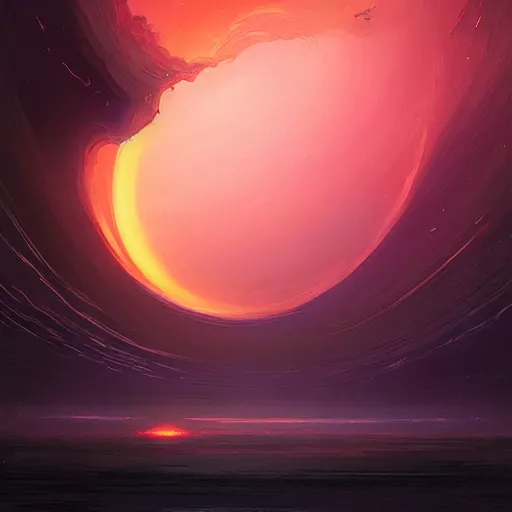 Prompt: a black hole as the sunset of the universe, by anato finnstark, by alena aenami, by john harris, by ross tran, by wlop, by andreas rocha