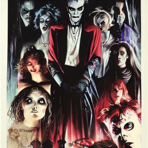 Prompt: 1990's movie poster for Vampire: the Masquerade, gothic horror, stunning perfect faces, highly detailed by Drew Struzan