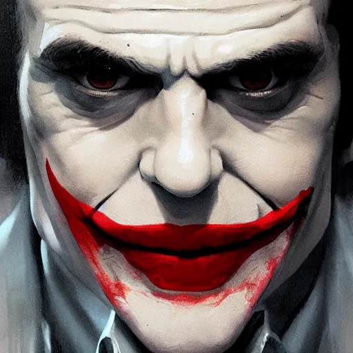 Image similar to henry cavil as joker, painted by wenjun lin, greg rutkowski