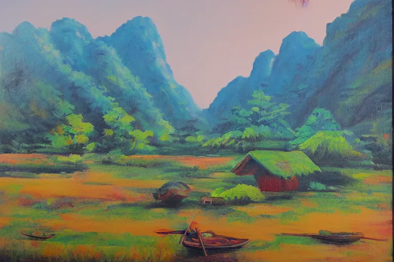 Prompt: painting of thailand landscape, oil on canvas