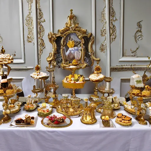 Prompt: Baroque Dessert Buffet by Carvaggio