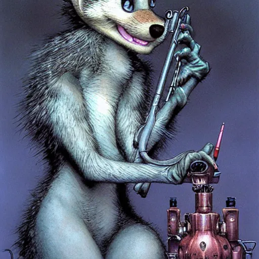 Image similar to portrait of gadget hackwrench from chip'n dale rescue rangers by luis royo and wayne barlowe, beksinski