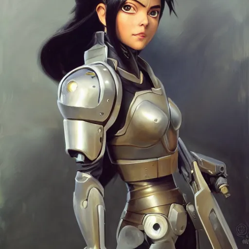 Image similar to greg manchess portrait painting of partially armored battle angel alita as overwatch character, medium shot, asymmetrical, profile picture, organic painting, sunny day, matte painting, bold shapes, hard edges, street art, trending on artstation, by huang guangjian, gil elvgren, ruan jia, greg rutkowski, gaston bussiere