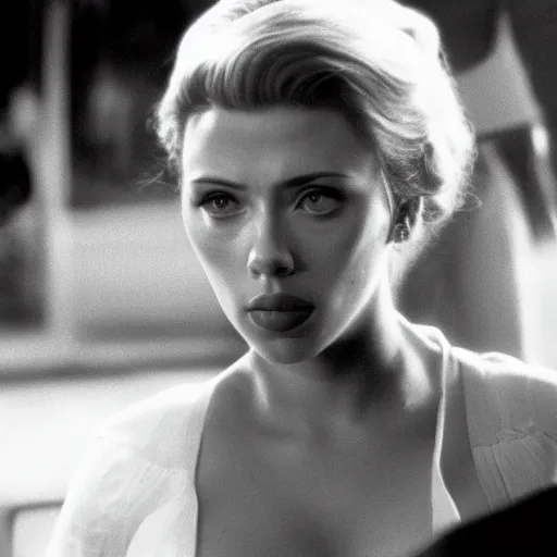 Image similar to Still of scarlet johansson from the GodFather(1980),8k photography