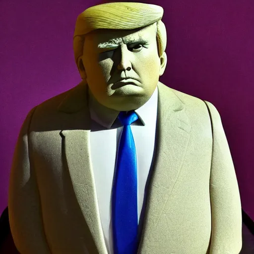 Prompt: obese stone sculpture of donald trump, highly detailed,