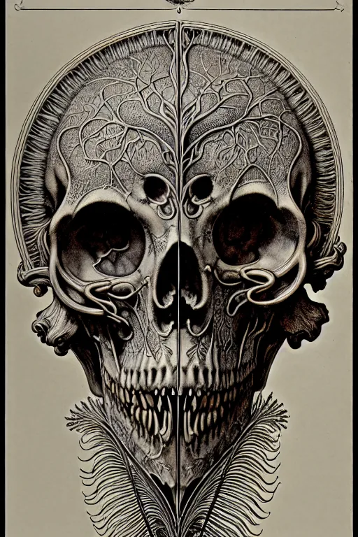 Image similar to art forms of nature by ernst haeckel, memento mori by arthur rackham, ornate antique porcelain beautiful skull mask, ultrasharp, photorealistic, hyperdetailed, octane render, polished, art nouveau, neo - gothic, gothic, intricate ornamental organic filigree, art nouveau botanicals, art forms of nature by ernst haeckel, horizontal symmetry, symbolist, visionary