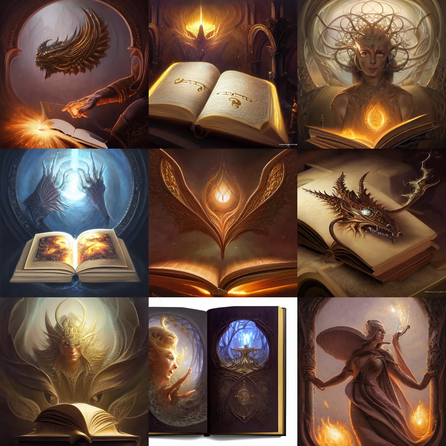 Prompt: opened magic book with spell illustrations, unreal engine realistic render, 8 k, micro detail, intricate, elegant, highly detailed, centered, digital painting, artstation, smooth, sharp focus, illustration, artgerm, tomasz alen kopera, peter mohrbacher, donato giancola, joseph christian leyendecker, wlop, boris vallejo