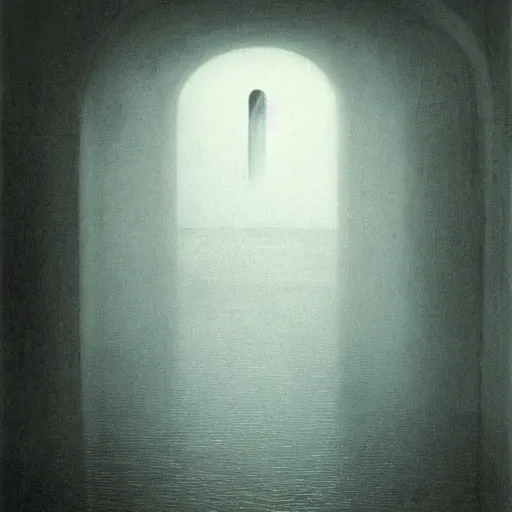 Image similar to swimming pool liminal space, scary, backrooms by zdzislaw beksinski