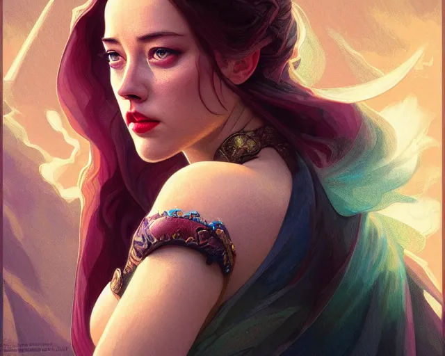 Image similar to amber heard crying hysterically, photography of kurzgesagt, deep focus, d & d, fantasy, intricate, elegant, highly detailed, digital painting, artstation, concept art, matte, sharp focus, illustration, hearthstone, art by artgerm and greg rutkowski and alphonse mucha